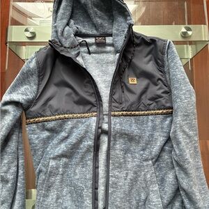 Billabong Gray and Black Hooded Fleece Pullover